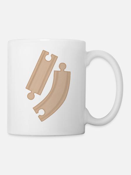 Holzkurven Puzzle Muster Schienen - Tasse - Weiß