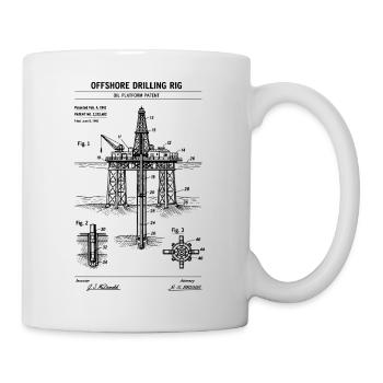 Offshore-Bohrrig-Bauplan T-Shirt - Tasse - Weiß - Rechts