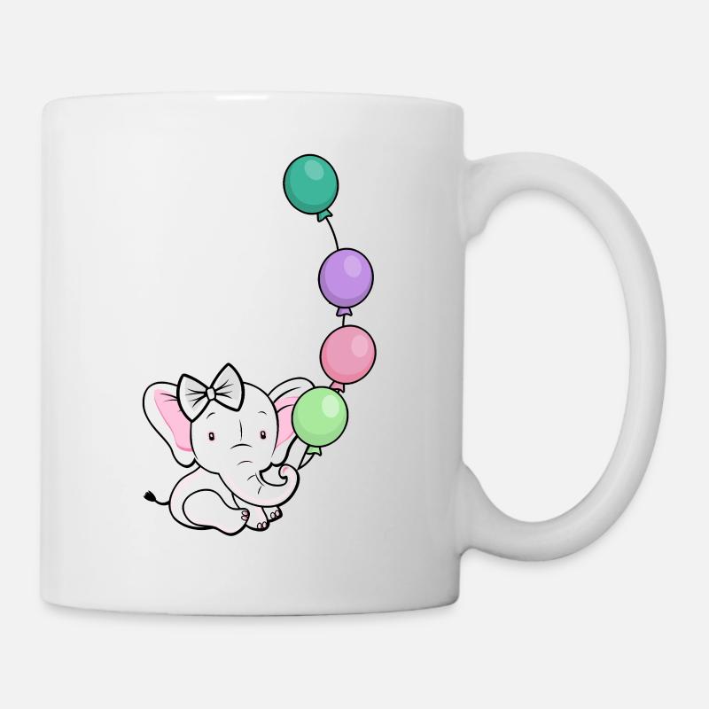 Balloon elephant with bow - Mug - white