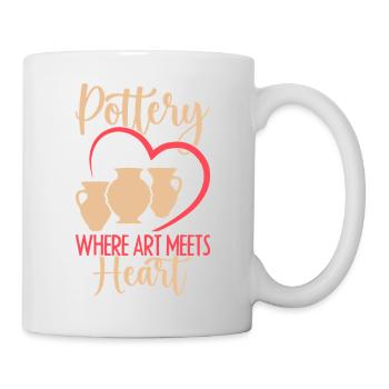 Gifts For Pottery Makers Pottery Meets Heart - Tasse - Weiß - Rechts