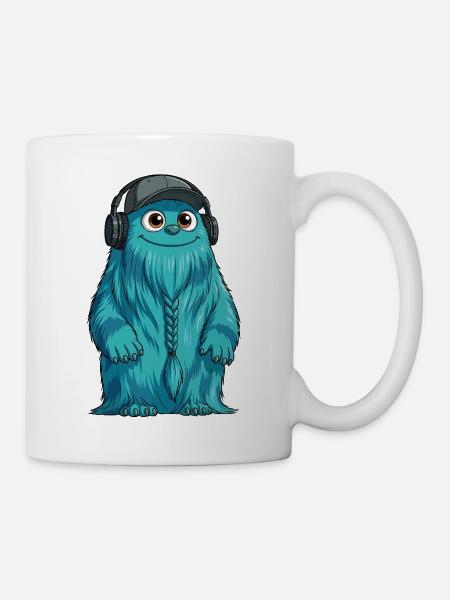 DJ Fluffo with Braid Front - Fluffonster Design - Mug - white