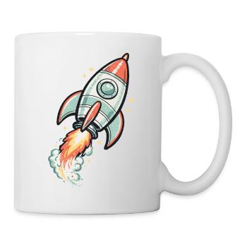 Retro Rakete im Weltraum Neon - Tasse - Weiß - Rechts