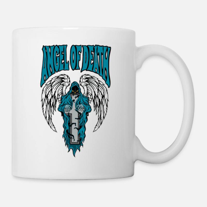 Emblème de l’Ange de la Mort avec des ailes bleues - Mug blanc - blanc