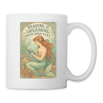 Mermaid Book: Reading is dreaming with eyes open - Mug - white - Right