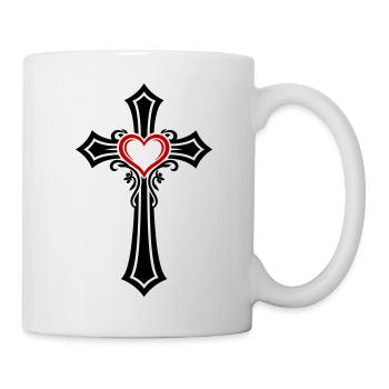 Symbole de Croix Cœur Foi - Mug blanc - blanc - Droite