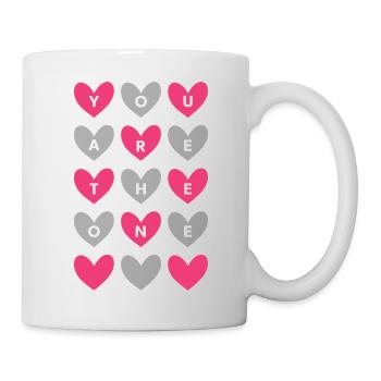You Are The One Pink Romantic Heart Pattern Art - Tasse - Weiß - Rechts