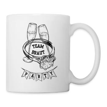 Team Braut zur JGA, Verlobung, Hochzeit, Brautjung - Tasse - Weiß - Rechts