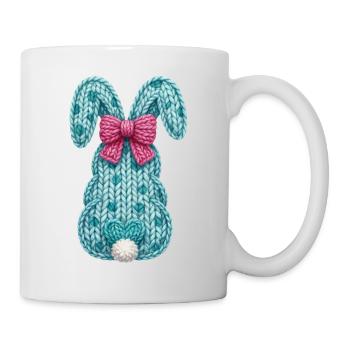 Lapin de Pâques à l’arrière Bout de laine fausse laine Pâques - Mug blanc - blanc - Droite
