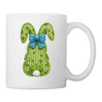 Pâques : Lapin de Pâques par derrière avec un faux nœud - Mug blanc - blanc - Droite