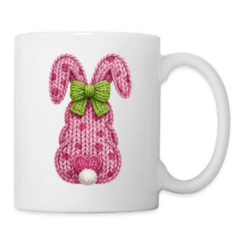 Pâques : Lapin de Pâques par derrière avec un faux nœud - Mug blanc - blanc - Droite