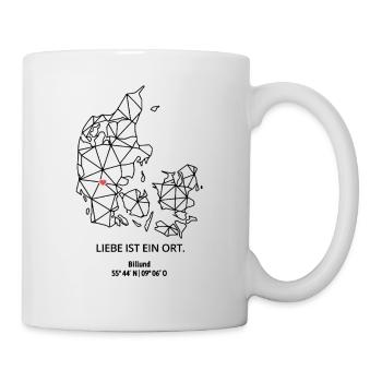 Dänemark Umriss - Billund Liebe - mit Koordinaten - Tasse - Weiß - Rechts