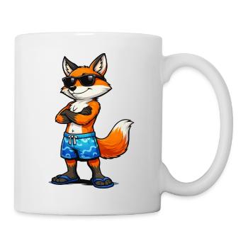 Summer fox with sunglasses - Mug - white - Right