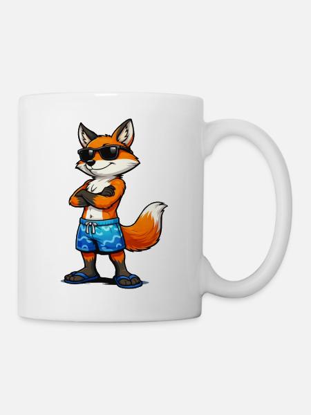 Sommerfuchs mit Sonnenbrille - Tasse - Weiß