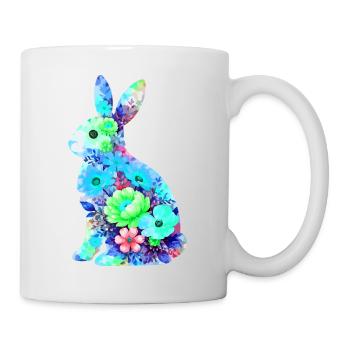 Hase Aquarell Ostern Silhouette - Tasse - Weiß - Rechts