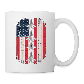 Jet Fighter USA Flagge – Pilot Flugzeug - Tasse - Weiß - Rechts