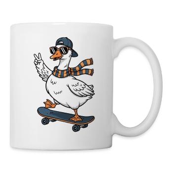 Canard skateur avec écharpe Cadeaux canard - Mug blanc - blanc - Droite