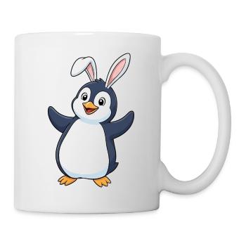 Mignon, dessin animé Pingouin, Lapin de Pâques - Mug blanc - blanc - Droite