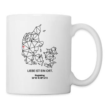 Dänemark Umriss - Ringkobing Liebe - Koordinaten - Tasse - Weiß - Rechts