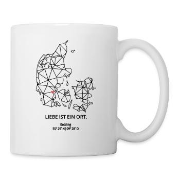 Dänemark Umriss - Kolding Liebe - Koordinaten - Tasse - Weiß - Rechts
