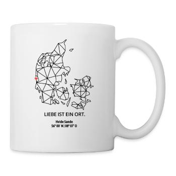 Dänemark Umriss - Hvide Sande Liebe - Koordinaten - Tasse - Weiß - Rechts