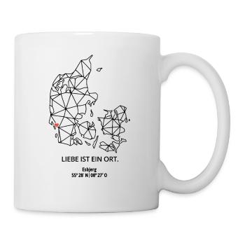 Dänemark Umriss - Esbjerg Liebe - Koordinaten - Tasse - Weiß - Rechts