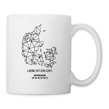 Dänemark Umriss - Kopenhagen Liebe - Koordinaten - Tasse - Weiß - Rechts
