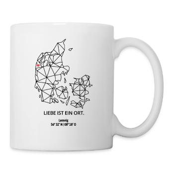 Dänemark Umriss - Lemvig Liebe - Koordinaten - Tasse - Weiß - Rechts