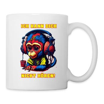 Ich Kann Dich Nicht Hören Monkey - Tasse - Weiß - Rechts