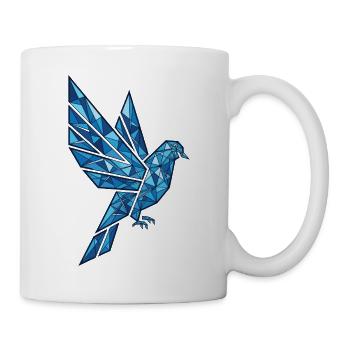 Polygon Taube Blau Flying–Abstract Geometric Dove - Tasse - Weiß - Rechts