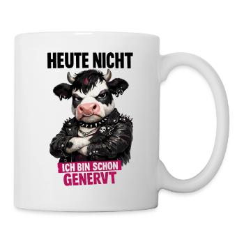 Ich bin schon genervt Punk-Kuh mit Attitüde - Tasse - Weiß - Rechts