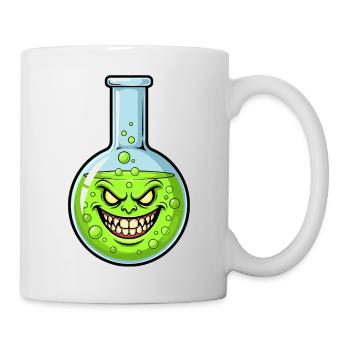 Grüne Alchemieflasche mit grimmigem Lächeln - Tasse - Weiß - Rechts