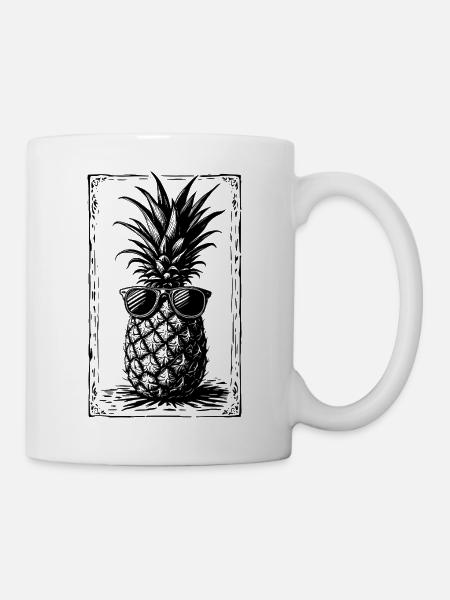 Kühle Ananas mit Sonnenbrille - Tasse - Weiß