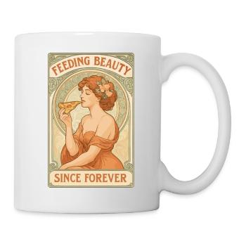 Pizza pin-up dans le style Art nouveau – pastel vintage - Mug blanc - blanc - Droite