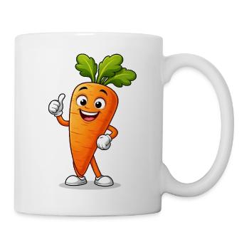 Lustige Karotte Comic Figur mit Daumen - Tasse - Weiß - Rechts