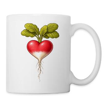 Radieschen Herzform Vintage Botanisch  - Tasse - Weiß - Rechts