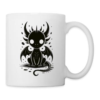 Süßer Dunkler Drache T-Shirt Gothic Fantasy - Tasse - Weiß - Rechts