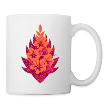 Flore des fleurs d’hibiscus orange - Mug blanc - blanc - Droite