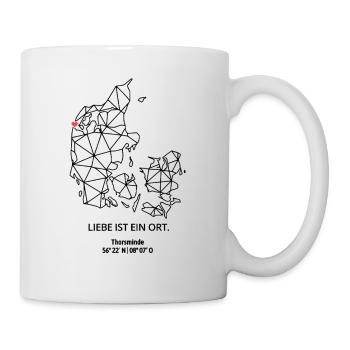 Dänemark Umriss - Thorsminde Liebe - Koordinaten - Tasse - Weiß - Rechts