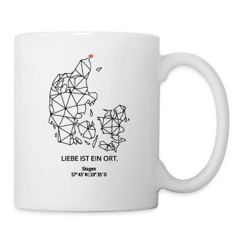 Dänemark Umriss - Skagen Liebe - Koordinaten - Tasse - Weiß - Rechts