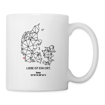 Dänemark Umriss - Rømø Liebe - Koordinaten - Tasse - Weiß - Rechts