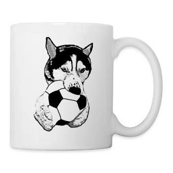 Husky mit Ball - Tasse - Weiß - Rechts