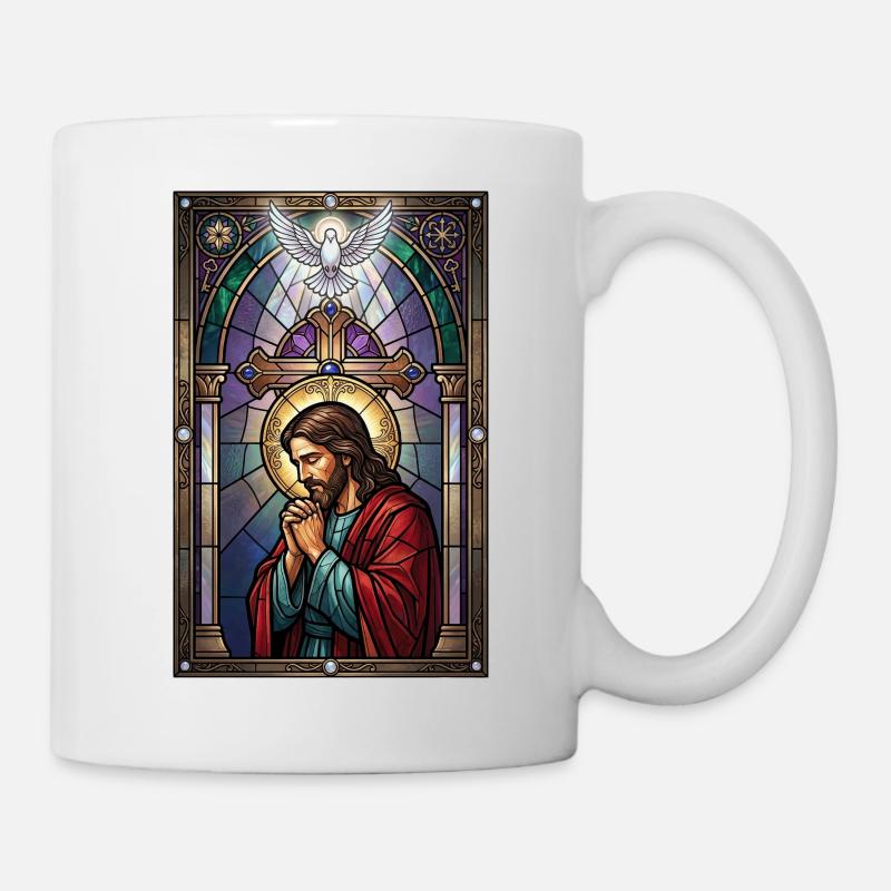 Jesus Christ betet in der Kirche - Tasse - Weiß