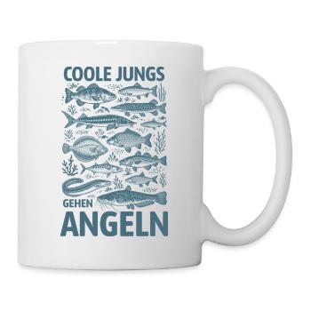 Coole Jungs gehen angeln - Fisch Tattoo - Tasse - Weiß - Rechts