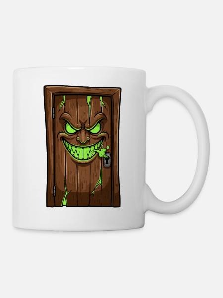 Dämonische Türgesichter Holz - Tasse - Weiß