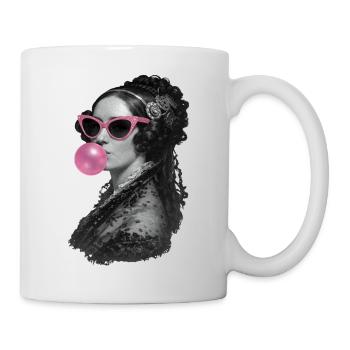 Ada Lovelace with pink sunglasses and bubblegum - Mug - white - Right