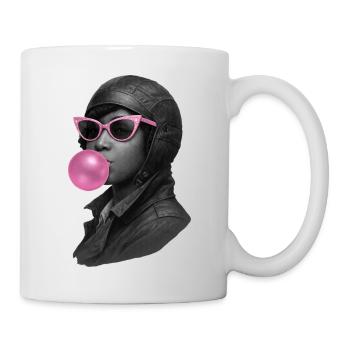 Bessie Coleman with pink sunglasses and bubblegum - Mug - white - Right