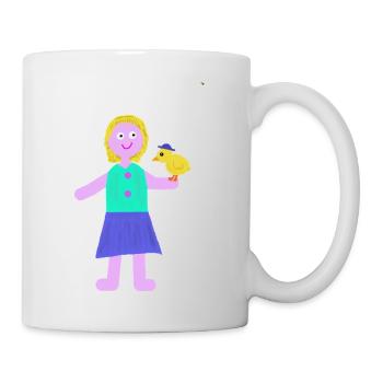 Lächelndes Mädchen Küken Huhn - Tasse - Weiß - Rechts