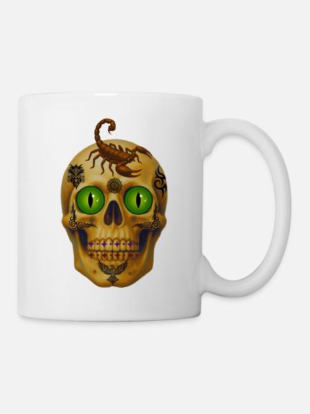 Skull with scorpion t-shirt design. - Mug - white