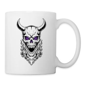 Skull Demon Horned Totem Flames Purple Eyes - Mug - white - Right