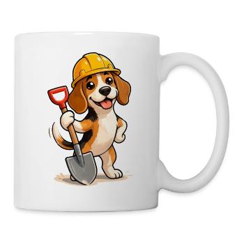 Beagle Bauarbeiter Hund Lustig Fun Design  - Tasse - Weiß - Rechts
